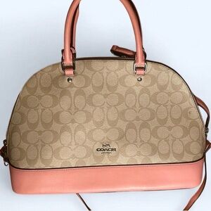 Coach Tan and Pink Medium Satchel